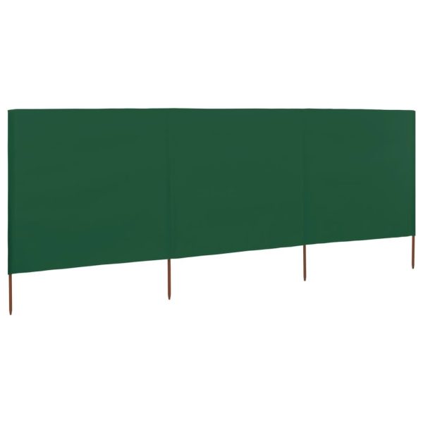 3-panel Wind Screen Fabric 400×120 cm Green