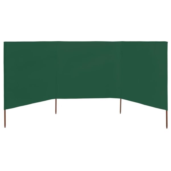 3-panel Wind Screen Fabric 400×120 cm Green