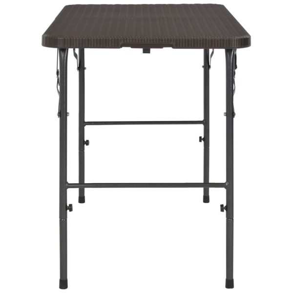 Folding Garden Table Brown 120x60x74 cm HDPE Rattan Look