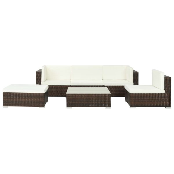 6 Piece Garden Lounge Set with Cushions Poly Rattan