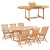 7 Piece Outdoor Dining Set 150-200x100x75 cm Solid Teak Wood
