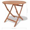 Folding Garden Table 85×76 cm Solid Teak Wood – Round