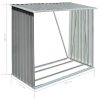 Garden Log Storage Shed Galvanised Steel 163x83x154 cm Grey