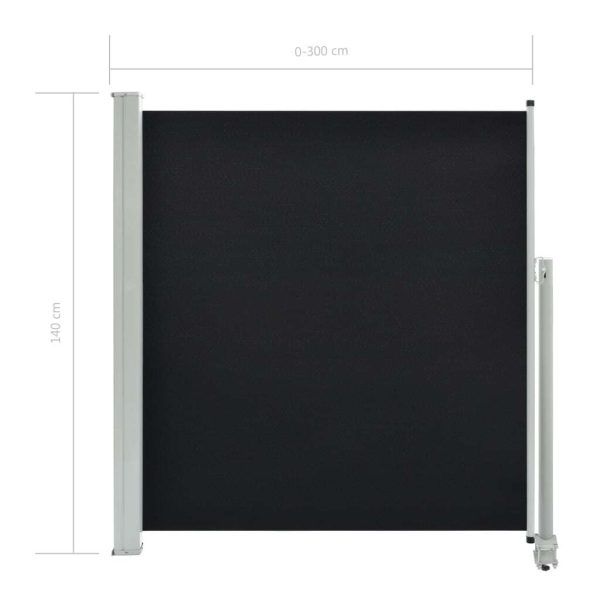 Patio Retractable Side Awning 140 x 300 cm Black