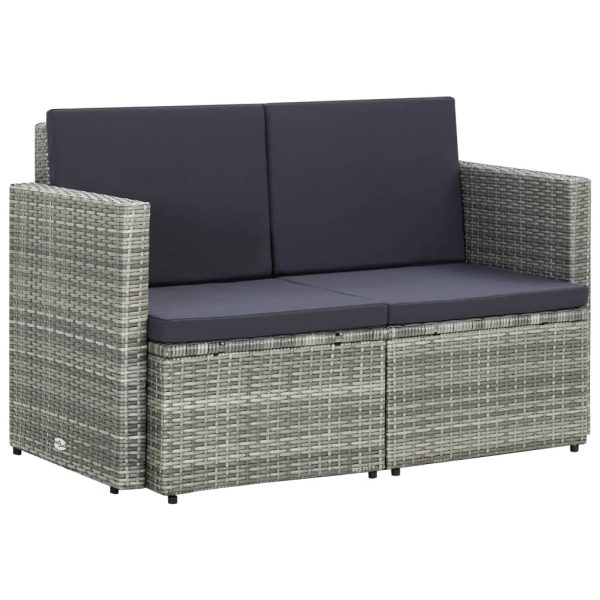 2 Seater Garden Sofa with Cushions Poly Rattan