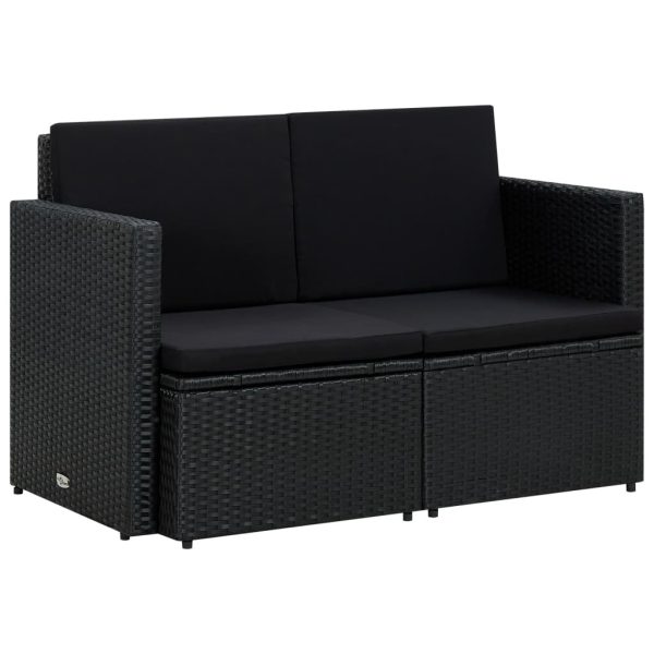 2 Seater Garden Sofa with Cushions Poly Rattan