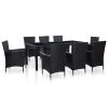 Outdoor Dining Set Poly Rattan Black