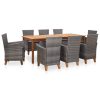 Dining Set Poly Rattan and Solid Acacia Wood Grey