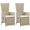 Reclining Garden Chairs 2 pcs with Cushions Poly Rattan