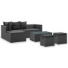 4 Piece Garden Lounge Set with Cushions Poly Rattan