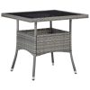 Outdoor Dining Table Poly Rattan and Glass