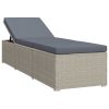 Sun Lounger with Cushion Poly Rattan – Grey