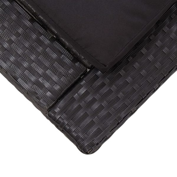 Sunbed with Cushion Poly Rattan – Black