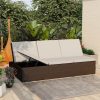Convertible Sun Bed with Cushion Poly Rattan – Brown