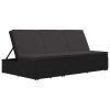 Convertible Sun Bed with Cushion Poly Rattan – Black