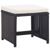 Garden Stools 2 pcs with Cushions Poly Rattan – Black and White