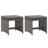 Garden Stools 2 pcs with Cushions Poly Rattan – Anthracite