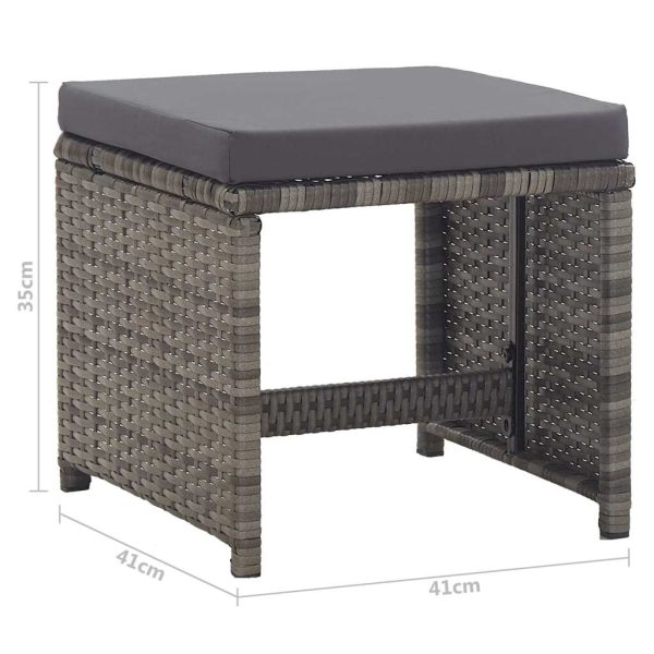Garden Stools 2 pcs with Cushions Poly Rattan – Anthracite