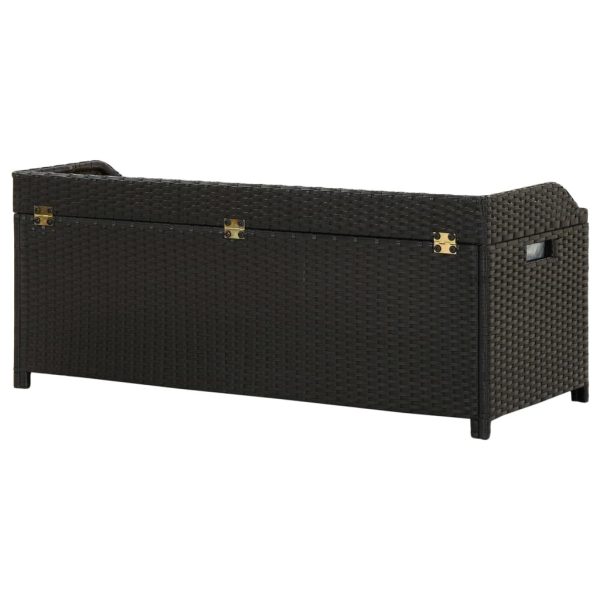 Garden Storage Bench 120 cm Poly Rattan – Black