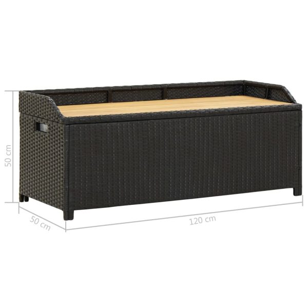 Garden Storage Bench 120 cm Poly Rattan – Black