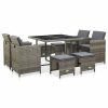 9 Piece Outdoor Dining Set with Cushions Poly Rattan