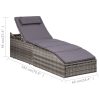 Sunbed with Cushion Poly Rattan – Grey