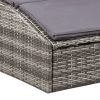 Sunbed with Cushion Poly Rattan – Grey