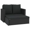 2 Piece Garden Lounge Set with Cushions Poly Rattan