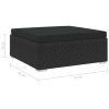 Sectional Footrest 1 pc with Cushion Poly Rattan – Black