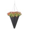 Hanging Flower Baskets 2 pcs Poly Rattan Black