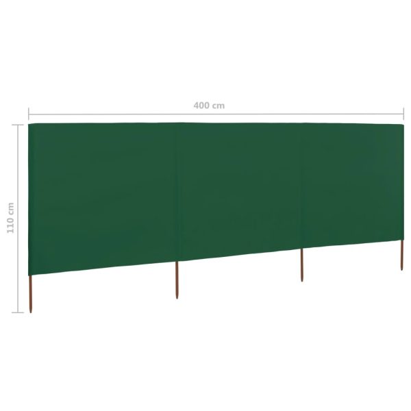 3-panel Wind Screen Fabric 400×80 cm Green