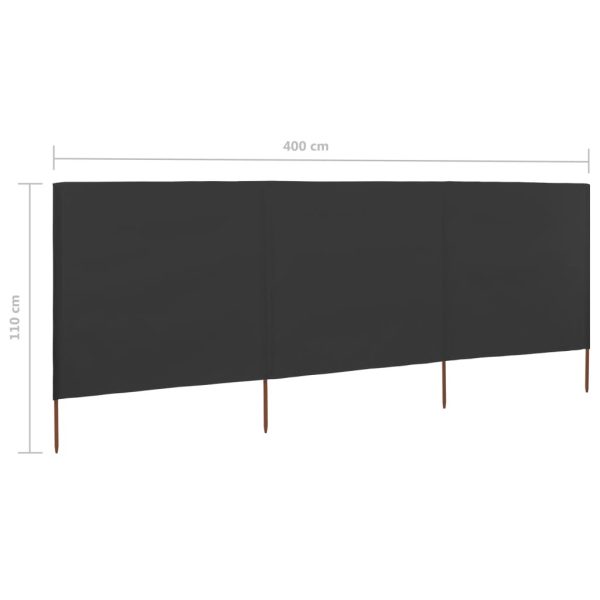 3-panel Wind Screen Fabric 400×80 cm Anthracite
