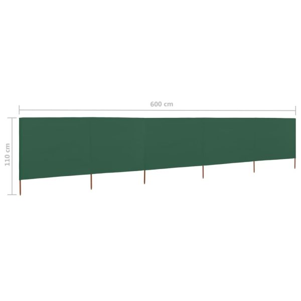 5-panel Wind Screen Fabric 600×80 cm Green