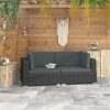 Sectional Corner Chairs 2 pcs with Cushions Poly Rattan