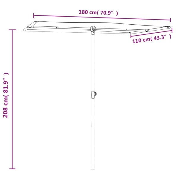 Outdoor Parasol with Aluminium Pole 180×110 cm Green