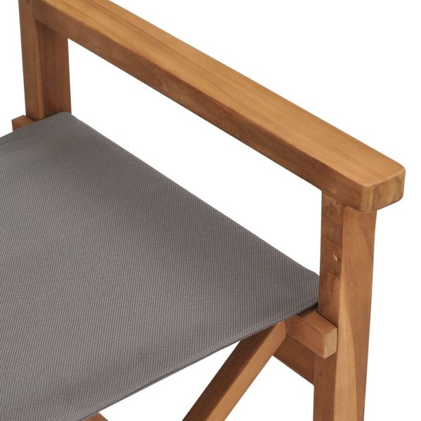 Folding Director’s Chair Solid Teak Wood – Grey