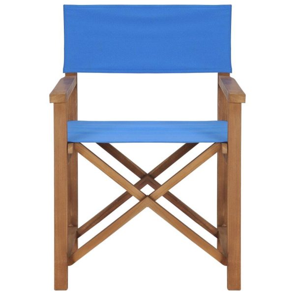 Folding Director’s Chair Solid Teak Wood – Blue