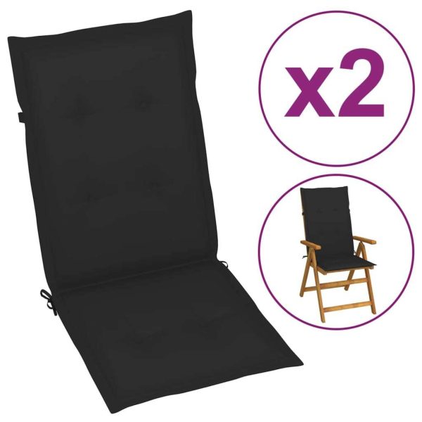 Garden Chair Cushions 2 pcs Black 120x50x3 cm
