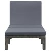 Sun Lounger with Cushion Poly Rattan Anthracite