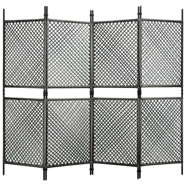 Nelson 4-Panel Room Divider Poly Rattan 240×200 cm – Anthracite