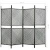 Nelson 4-Panel Room Divider Poly Rattan 240×200 cm – Anthracite
