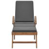 Sun Lounger with Cushion Solid Teak Wood – Dark Grey, 1