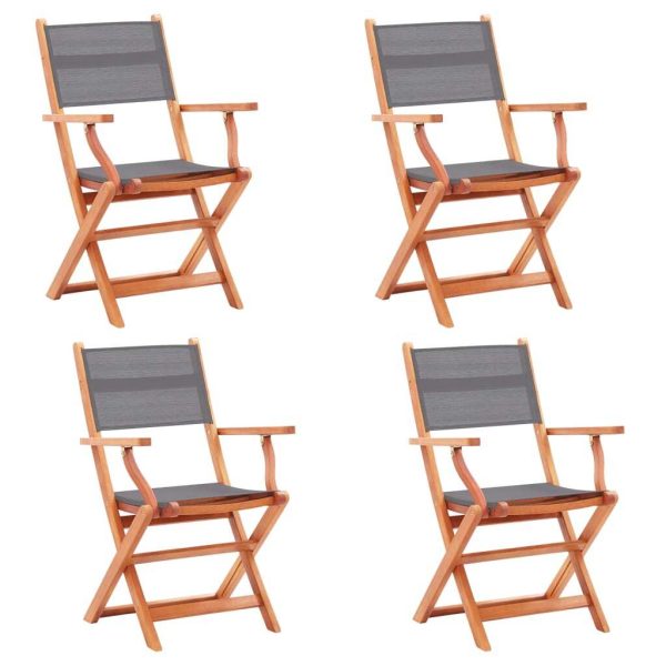 Folding Garden Chairs Solid Eucalyptus Wood&Textilene