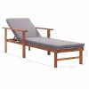 Sun Lounger with Cushion Poly Rattan and Solid Acacia Wood Grey