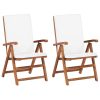 Reclining Garden Chairs with Cushions 2 pcs Solid Teak Wood