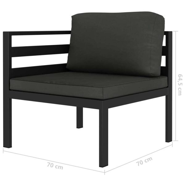 Sofa 1 pc with Cushions Aluminium Anthracite – Sectional Corner Sofa