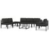 Sofa 1 pc with Cushions Aluminium Anthracite – Sectional Middle Sofa