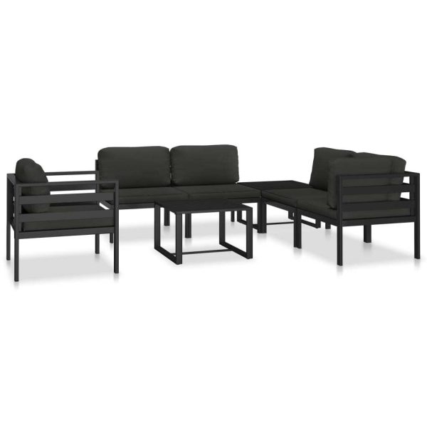 Sofa 1 pc with Cushions Aluminium Anthracite – Sectional Middle Sofa