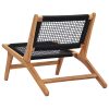 Sun Lounger with Footrest Solid Teak Wood and Rope