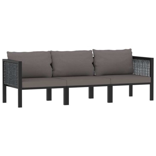Sofa with Cushions Anthracite Poly Rattan